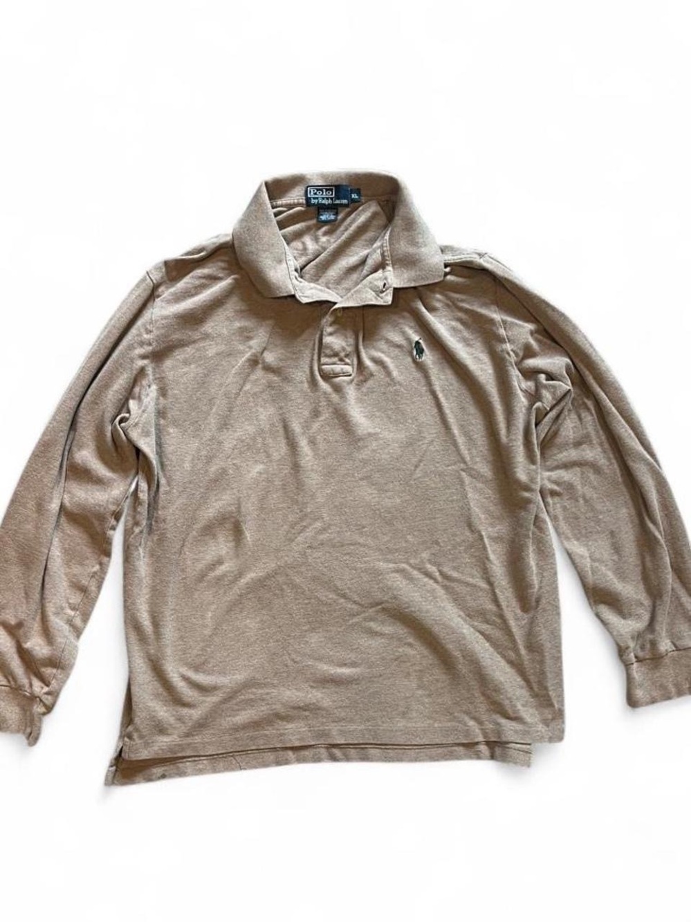 Vintage made in the USA Polo by Ralph Lauren XL Long Sleeve Polo - Beige